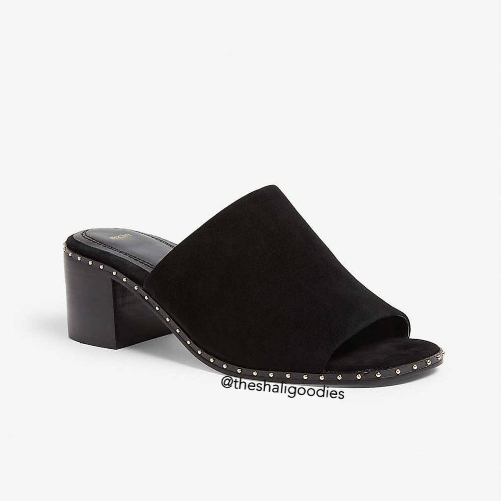 Maje Black Suede studded mules, 2,5” block heel, size 9,5 US 40 European